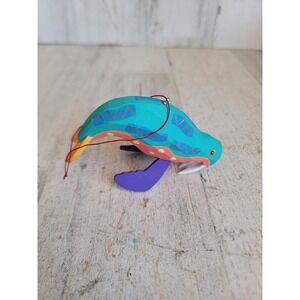 Unique folk art walrus ornament Xmas Ocean Sea animal home wooden figure